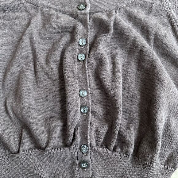 Brown Cardigan Shrug with Puff Sleeves, S - Picture 4 of 7